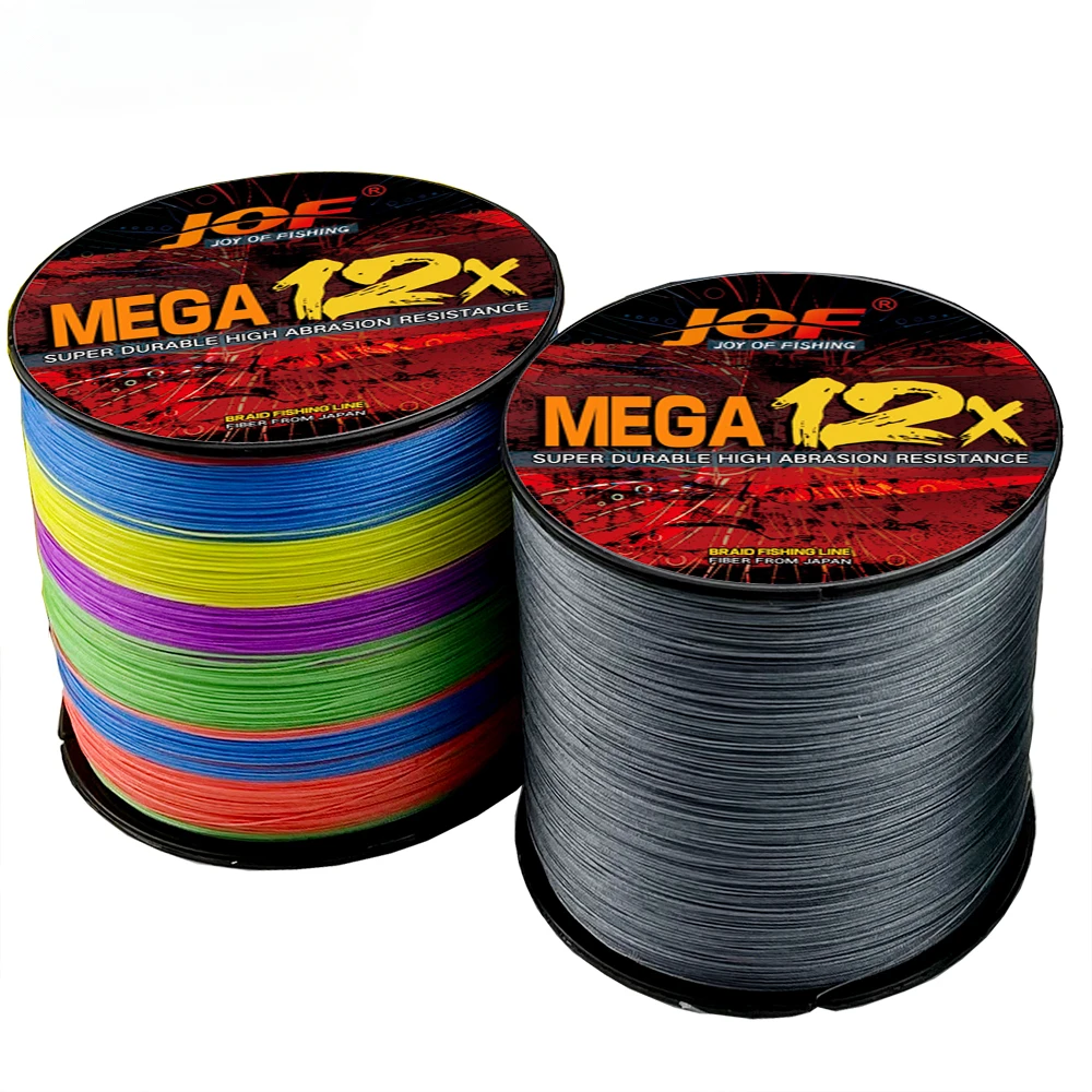 JOF12 Strands PE Fishing Line Braid 1000M Performance Fibers 25-120LB Abrasion Resistant   Fishing Wire Outdoor Fishing 4 Colors