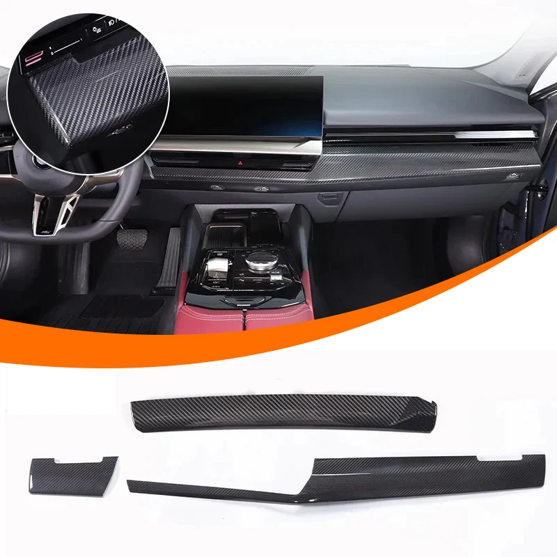 

Для BMW 5 серии G60 2024 + настоящее углеродное волокно, центральная консоль автомобиля, приборная панель, декоративная крышка, отделка, автомобильные аксессуары, левый руль