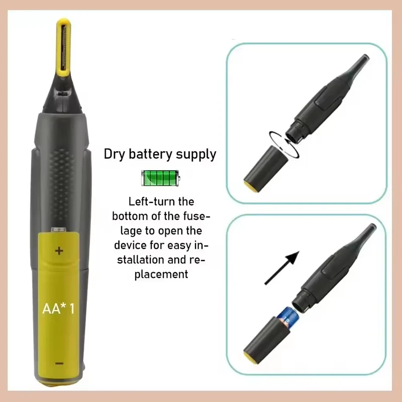 Electric Eyebrow Trimmer Razor Ultra Thin Precision Trimmer Electric Portable Ear Trimmer for Men Nose Hair Shaver Waterproof