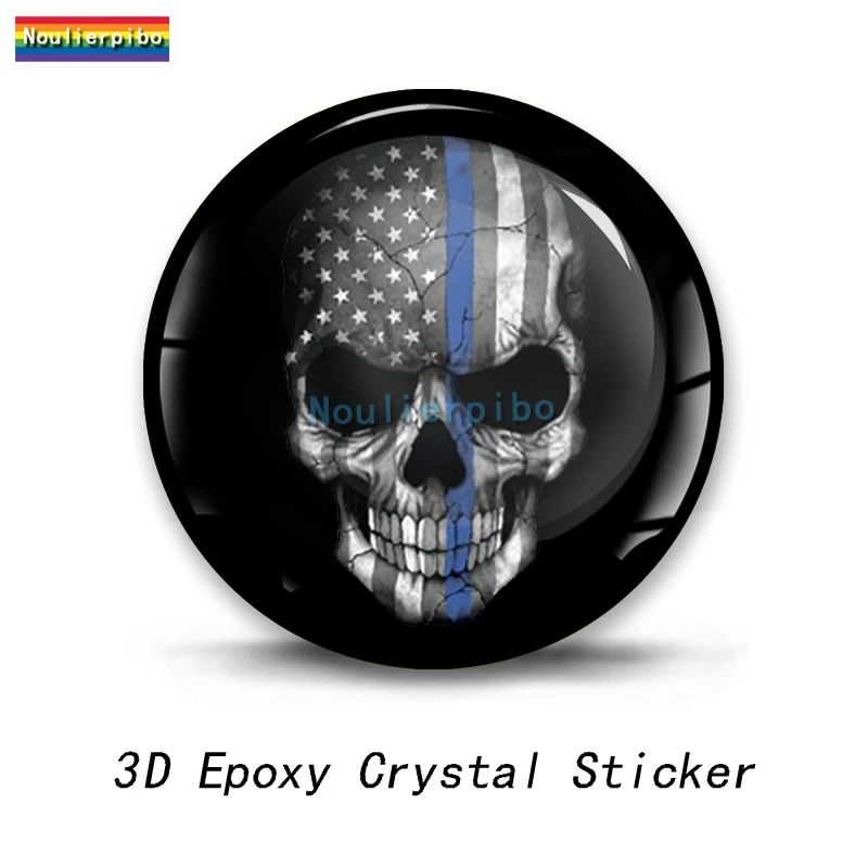 3D Crystal Top Sticker American Skull Vinyl Decal Motorcycle Helmet Auto Silicone Parts Hubcap Laptop Bump Effect Decal