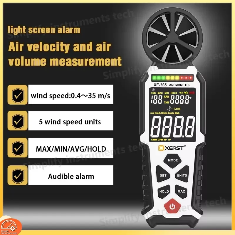 Professional Handheld Digital Anemometer Wind Speed Meter with Thermometer Airflow Velocity Temperature Tester Gauge Tool