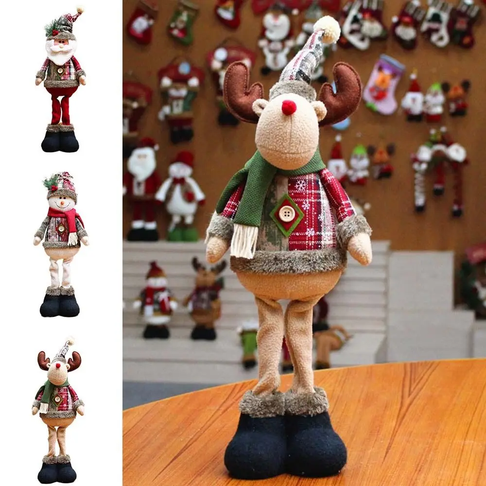 Creative Snowman Reindeer Christmas Doll Reusable Handmade Santa Claus Standing Doll Washable Christmas Decoration Living Room