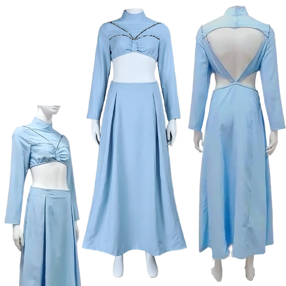 

Padme Cosplay Fantasy Amidala Blue Dress Movie Space Battle Princess Costume Disguise Women Roleplay Fantasia Party Outfits