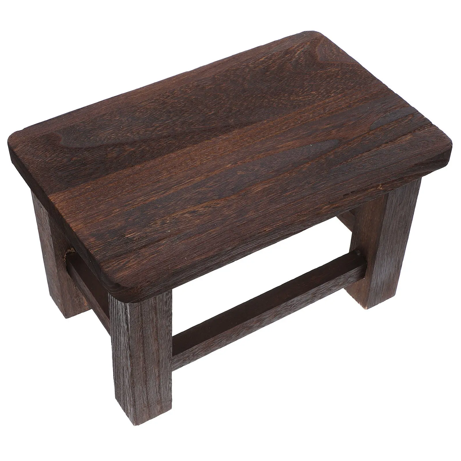 Solid Wood Small Stool Vintage Shoe Changing Stool Portable Rustic Step Chair for Bathroom Bedroom Garden Living Room