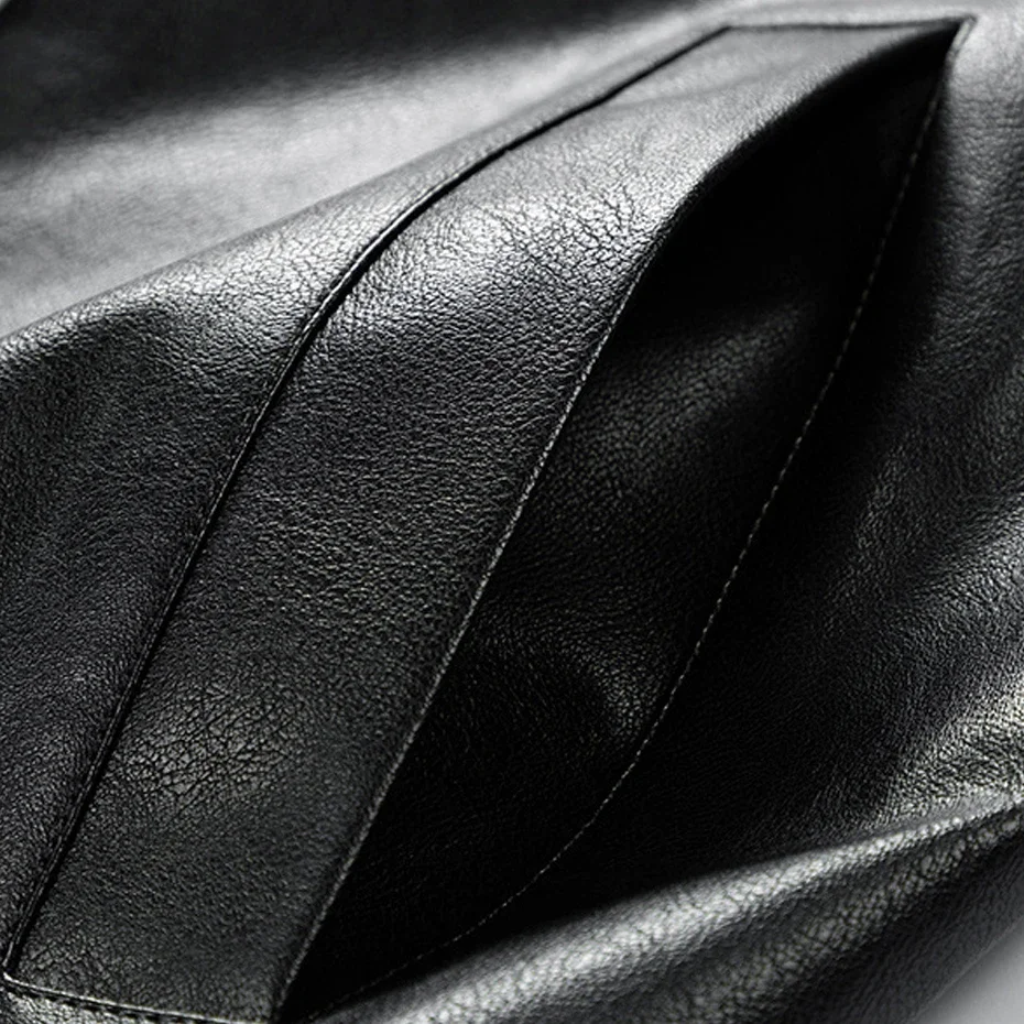 Cargo PU Jacket Men Motorcycle Biker Jacket Coat Fashion Spring Autumn PU Coats Male Faux Leather Jackets Black