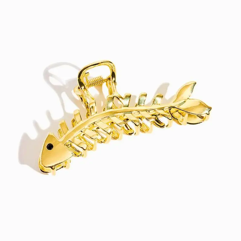 

Большой зажим для волос «Золотая рыбья кость»