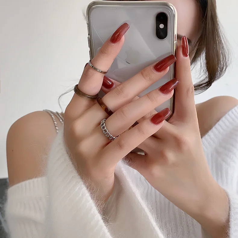 Acrylic Ring Set 4 Pieces Chain Minimalist Open Index Finger Band Elegant Versatile for Women Daily Stylish Lightweight Durable