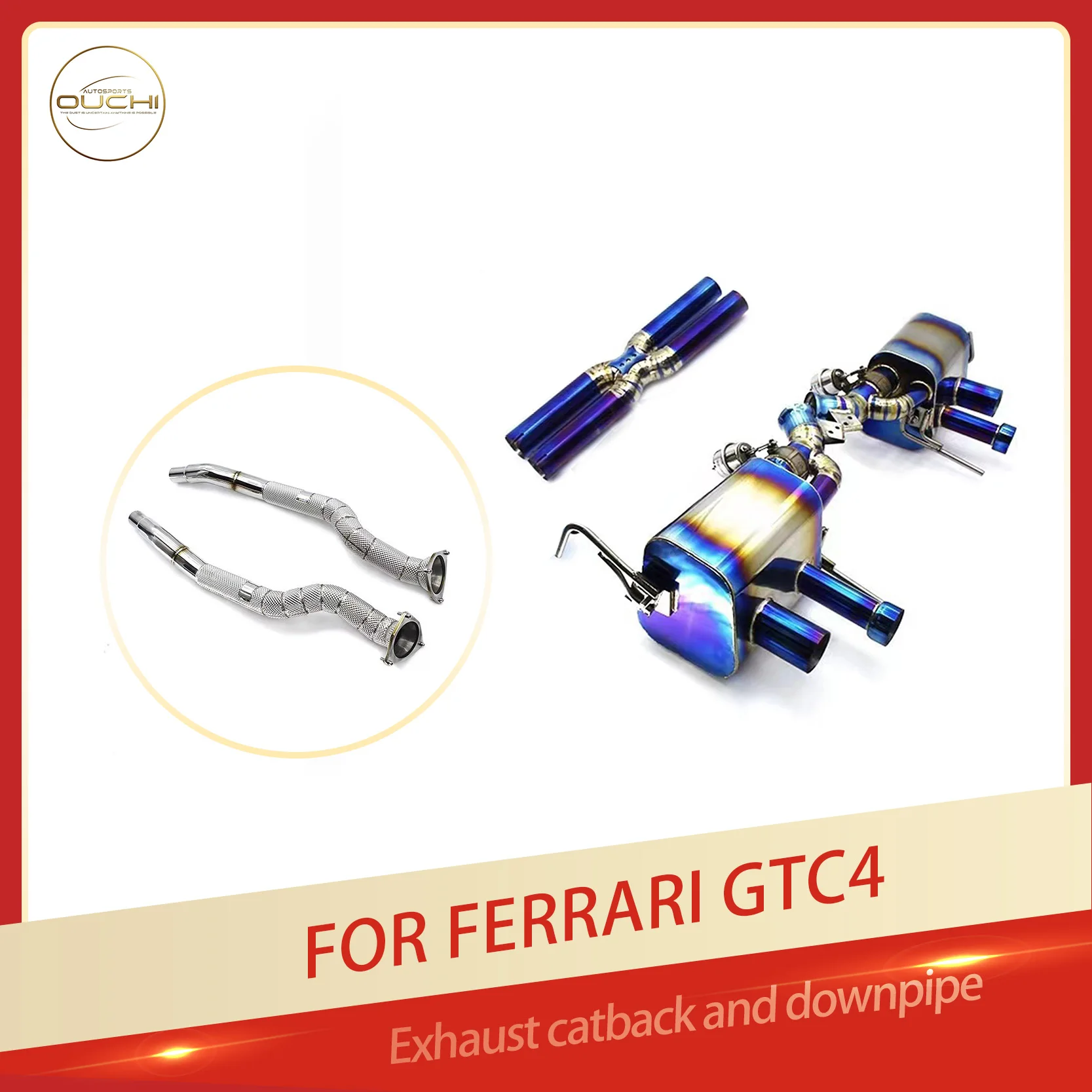 

OUCHI Factory Direct Sales TC4 Catback for Ferrari GTC4 SS304 Downpipe Simple Exhaust Muffler Pneumatic Valve Easy Installation