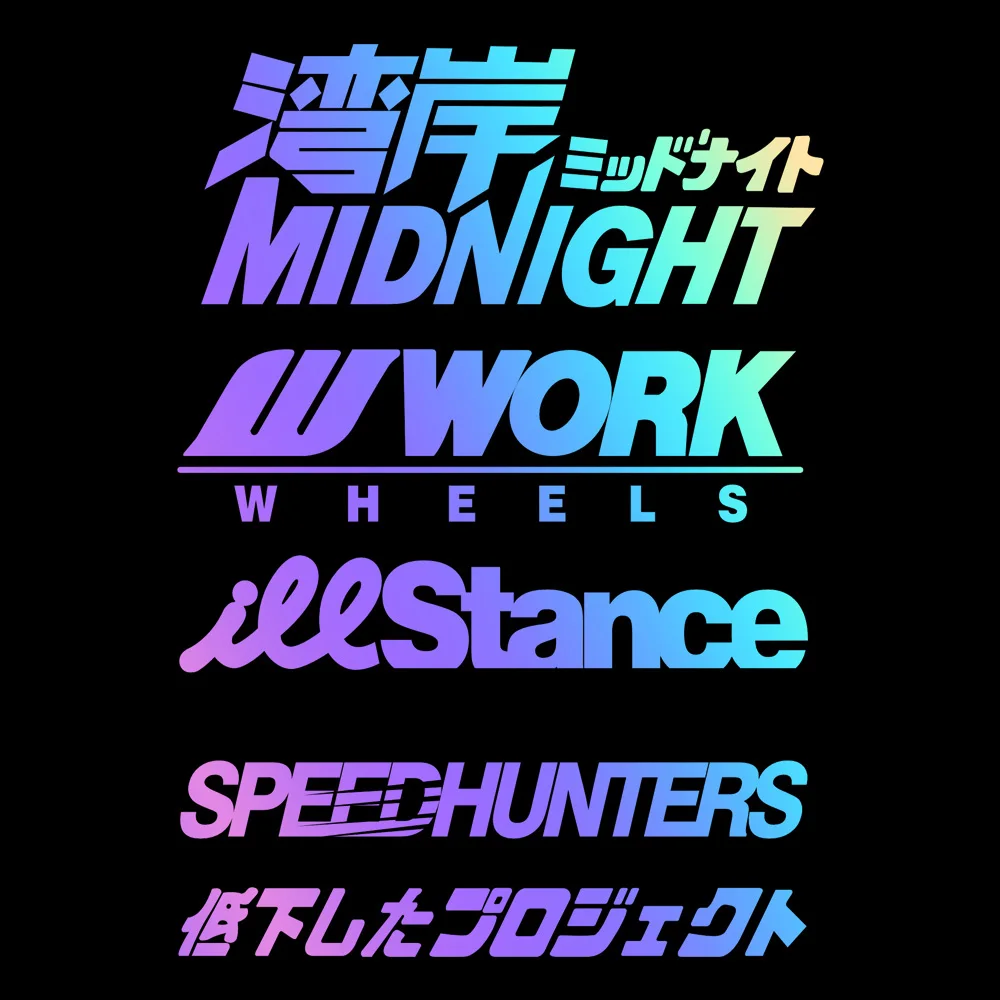 Reflective Speedhunter Midnight JDM Work Wheel Helmet Motorcycle Side Tank Decals Stickers