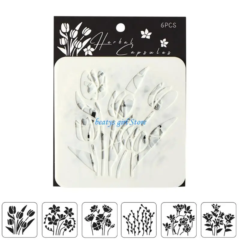 

C7AB 6 Pcs Plant Drawing Templates Flowers Stencils Art and Craft Stencils For Classroom Activities & Crafting