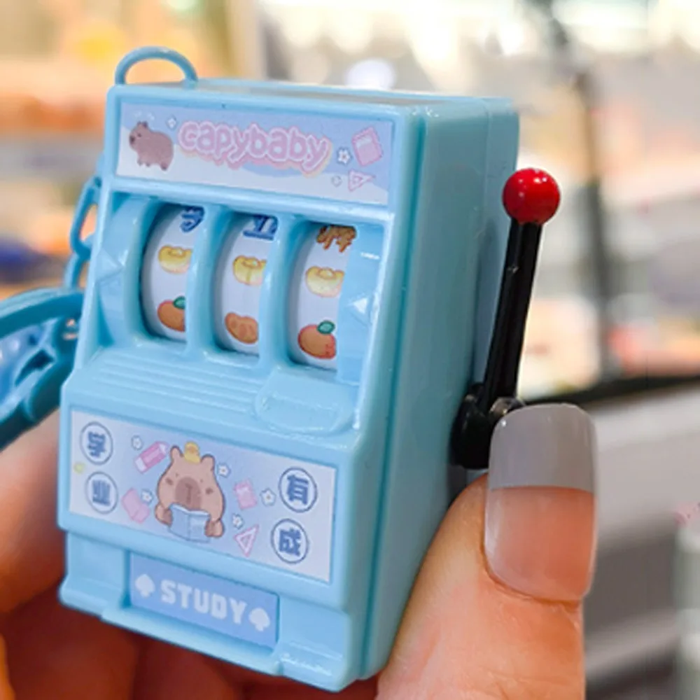 Capybara Capybara Machine Keychain Lucky Fruit Machine Playable Mini Game Machine Keyring Game Console Cartoon