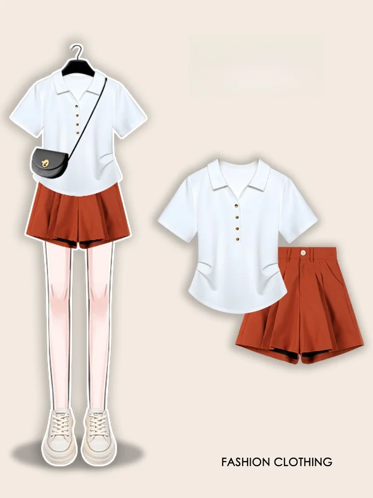 

Youthful Vitali Women's Faion Set Collar Slim Fit T-irt And Retro High Waist Casual orts Summer Ensemble