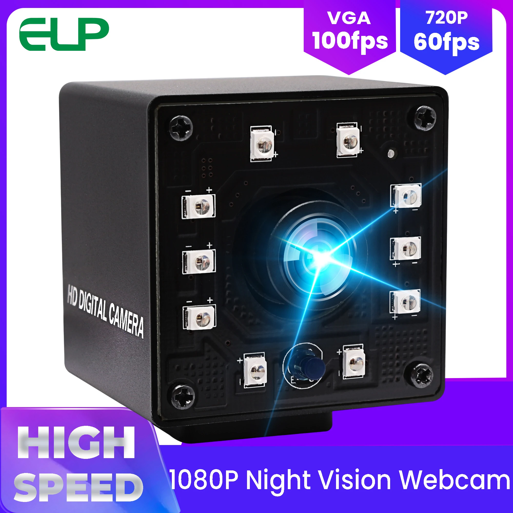 ELP 1080P Night Vision USB Webcam Fisheye Lens/ Wide Angle Infrared USB Camera RGB 100fps/ 60fps UVC free driver for ATM machine