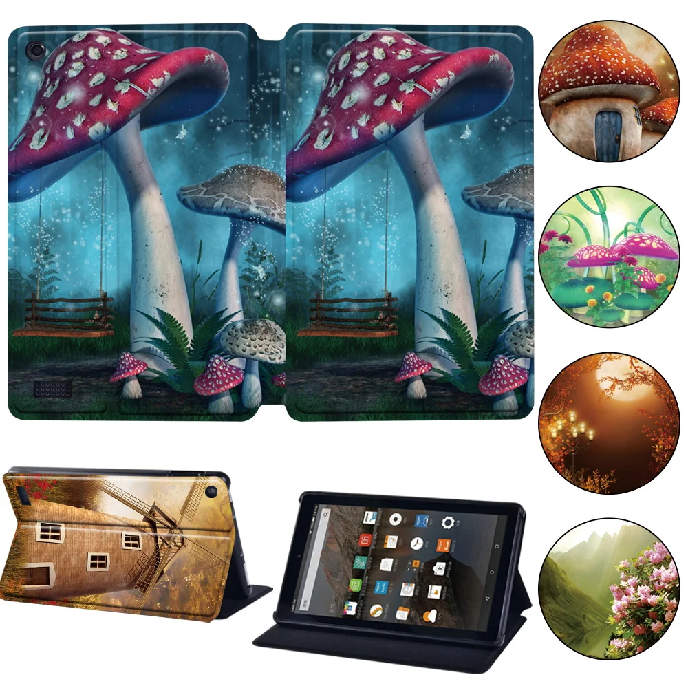 

For Fire HD 10/10 Plus 11th Generation 2021 Case Fire HD 8/8 Plus Cover for Fire 7/Fire 8/Fire 10 Tablet Stand Forest Series