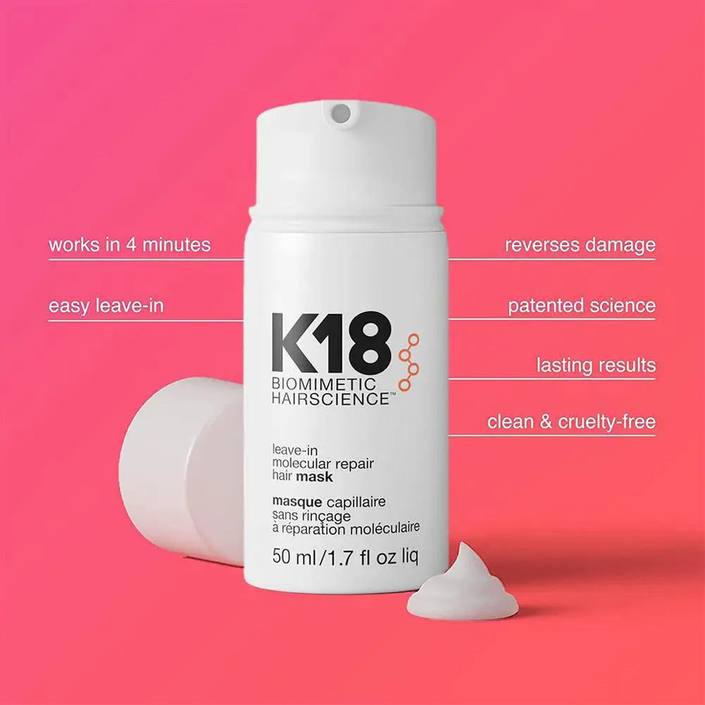 K18 Leave-In Moleculaire Reparatie Haarmasker Diepe Conditionering Keratine Behandeling Verzachten Haar Gladmakend Gezonde Haarverzorging 50Ml