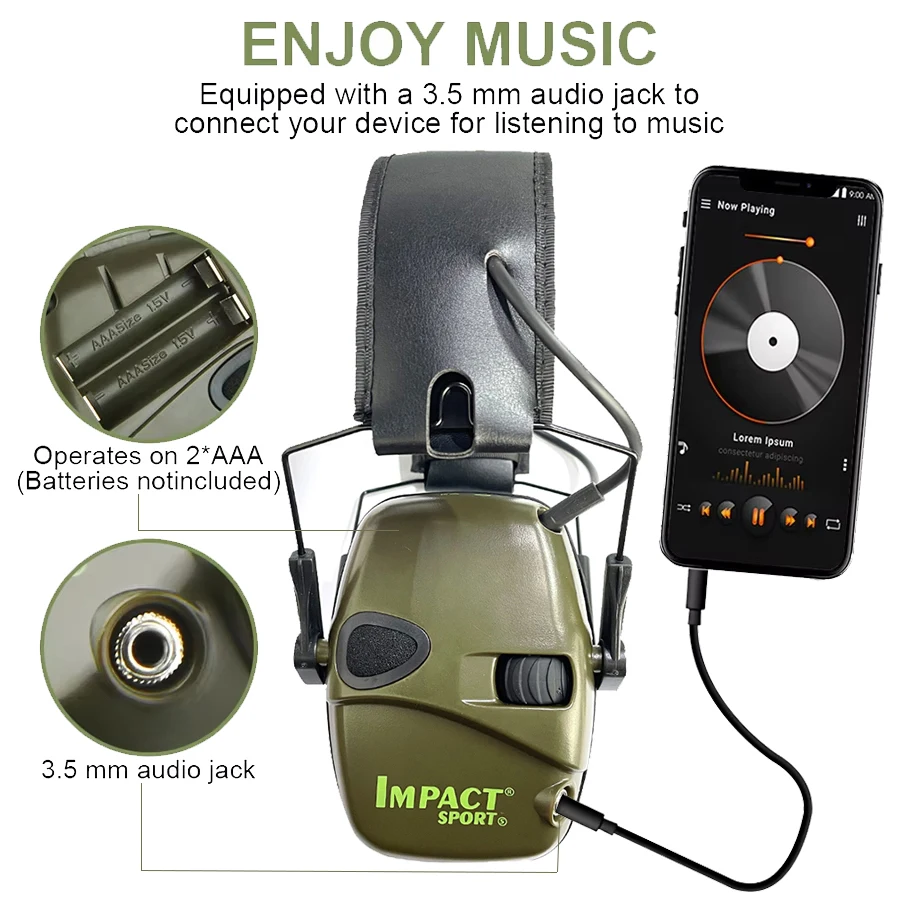 Cuffie antirumore elettroniche da tiro, tiratori di protezione dell'udito, cuffie di protezione per le orecchie con gamma di pistole per la riduzione del rumore NRR 22dB