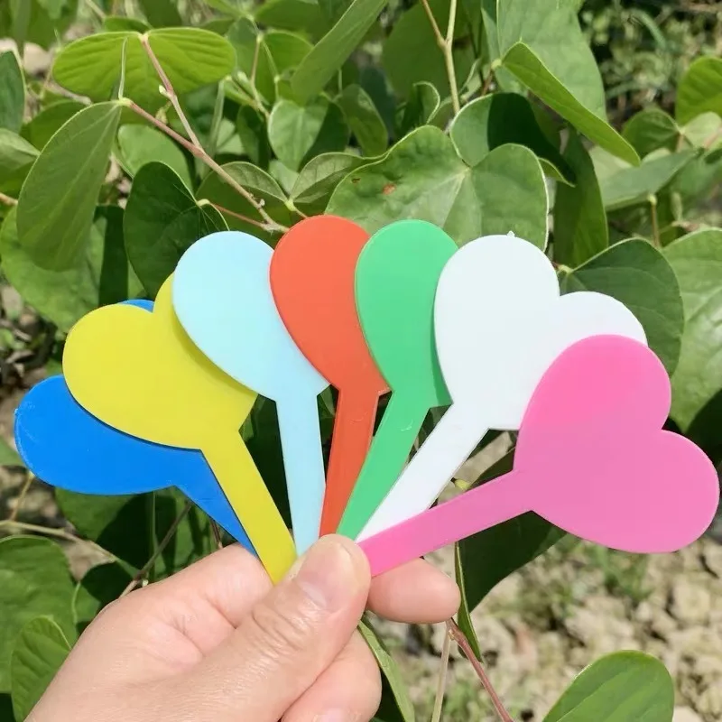 30Pcs Heart Shaped Plant Labels Random Color Sunproof Succulent Markers Insert Type Flower Tags Garden Sign Decor