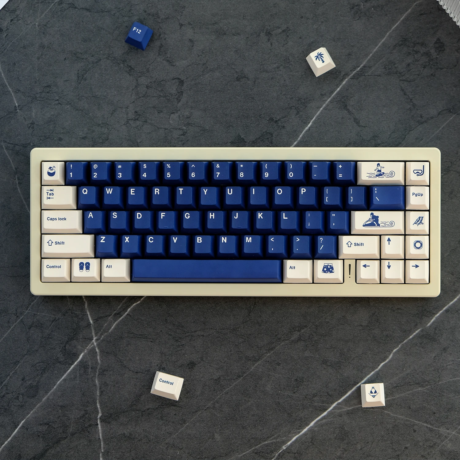 KYOMOT 128 Keys Beach Holiday Keycap PBT Dye Sub Cherry Profile Surf Style Keycaps for MX Switch Custom DIY Mechanical Keyboard
