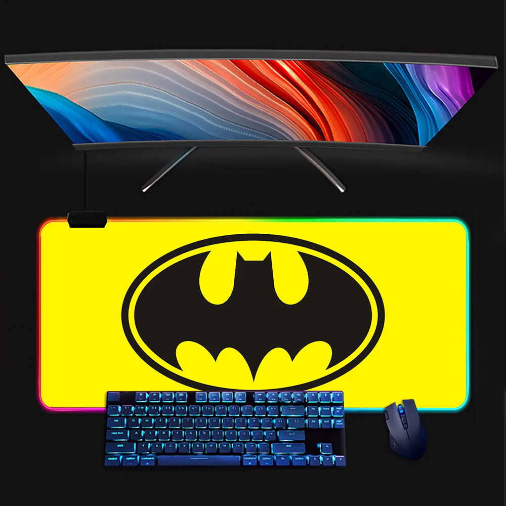 Batmans Movie RGB Pc Gamer Keyboard Mouse Pad Mousepad LED Glowing Mouse Mats Rubber Gaming Computer Mausepad