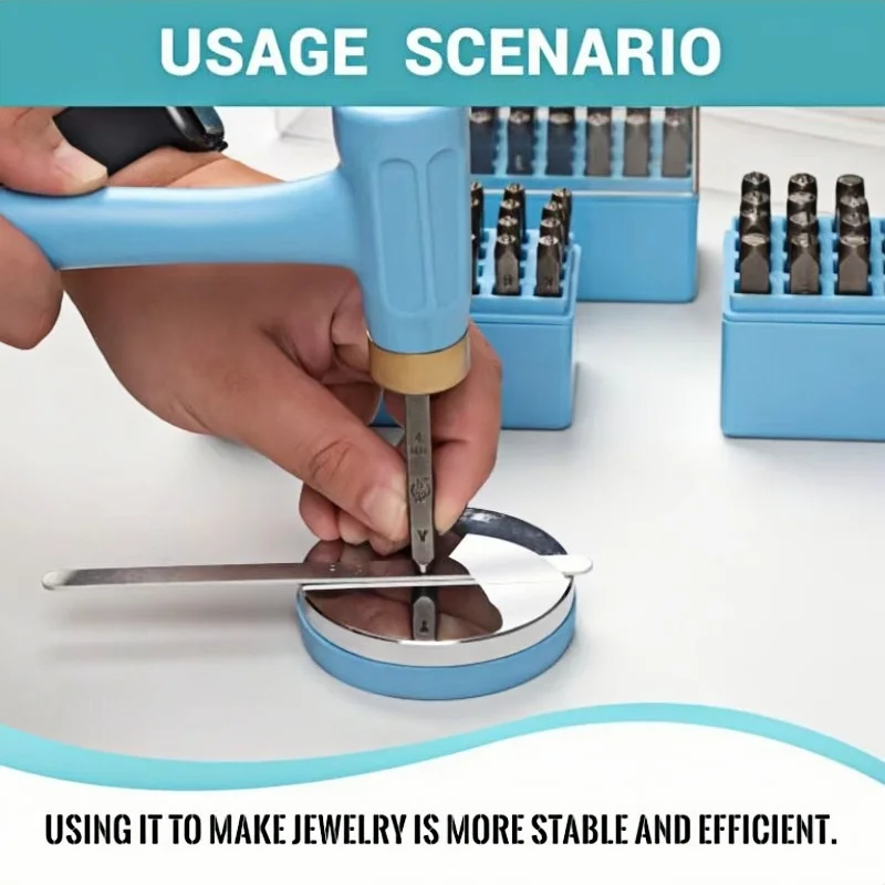 

Steel Bench Block, Metal Stamping Block for Jewelry Making - 3 inch Round Block 36pcs Steel Punch Stamp Set