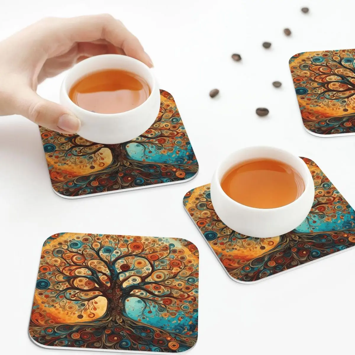Tree Of Life Coasters Kitchen Placemats Non-slip Insulation Cup Coffee Mats For Decor Home Tableware Pads Set of 4