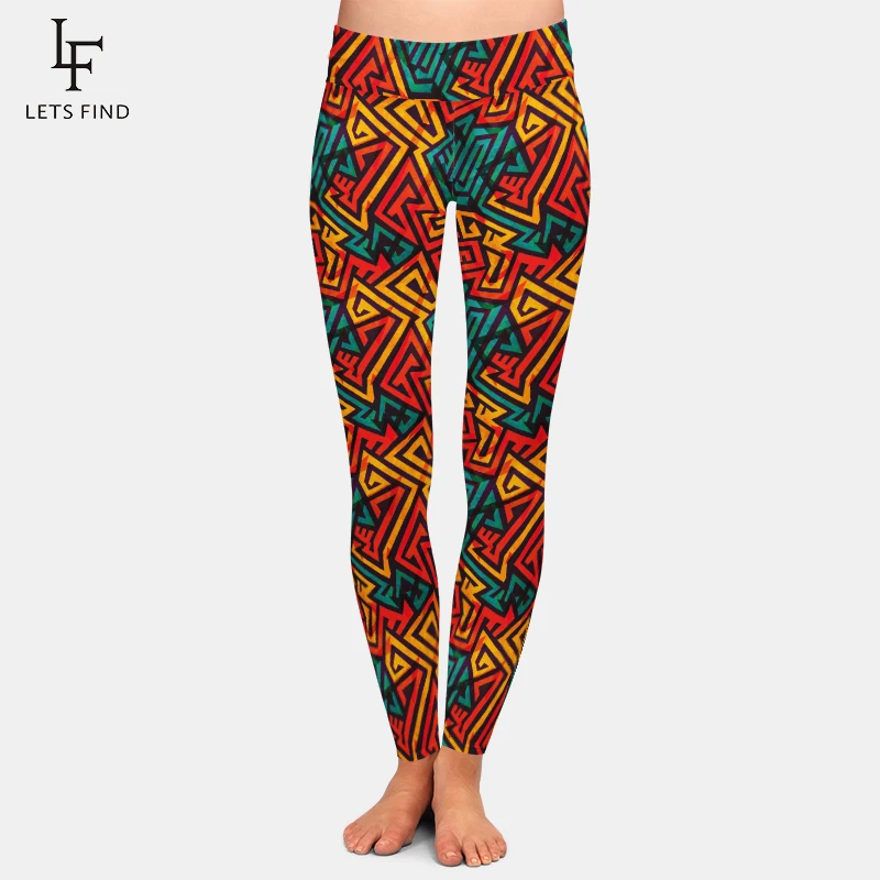 LETSFIND-mallas elásticas de cintura alta para mujer, Leggings con estampado de seda de leche, a la moda, para Fitness