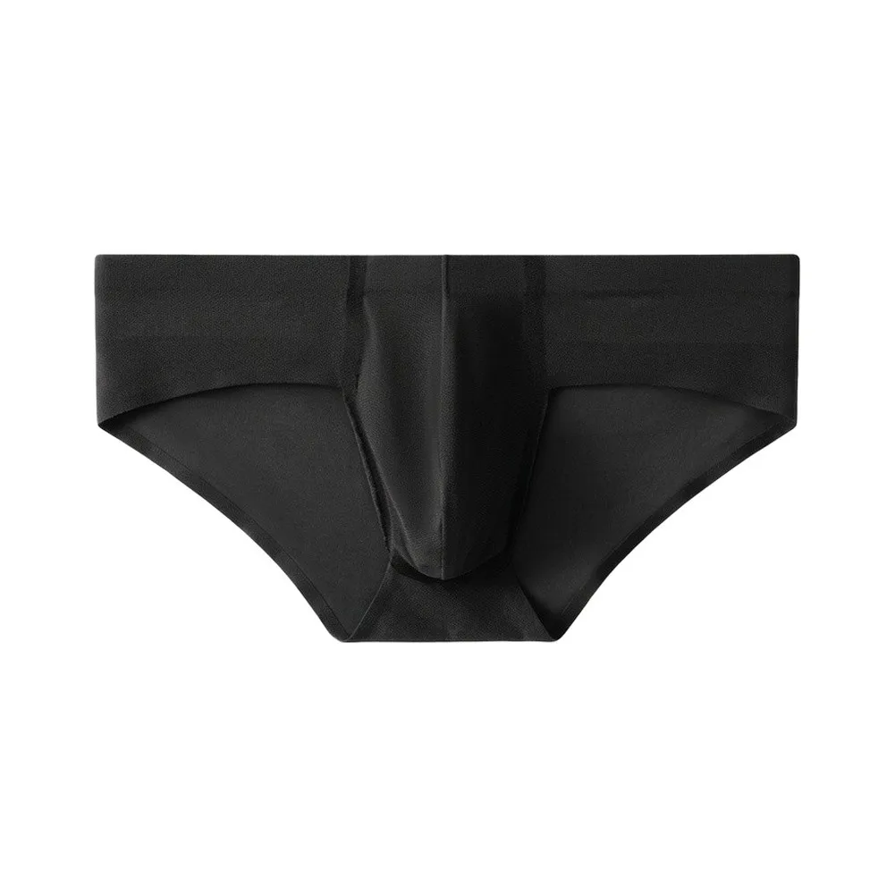 Breathable Ice Silk Men's G String Underwear U-Shaped Pouch Traceless Briefs Mid Waist Polyester Spandex Blend