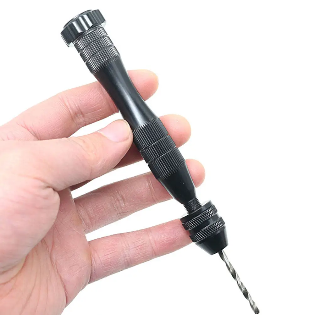 

11Pcs Manual Hand Drill Single Ended Mouth Pin Vise Tool Set 06Mm-30Mm Collet Rotary Drill Bits for Jewelry Beads Walnut Amber