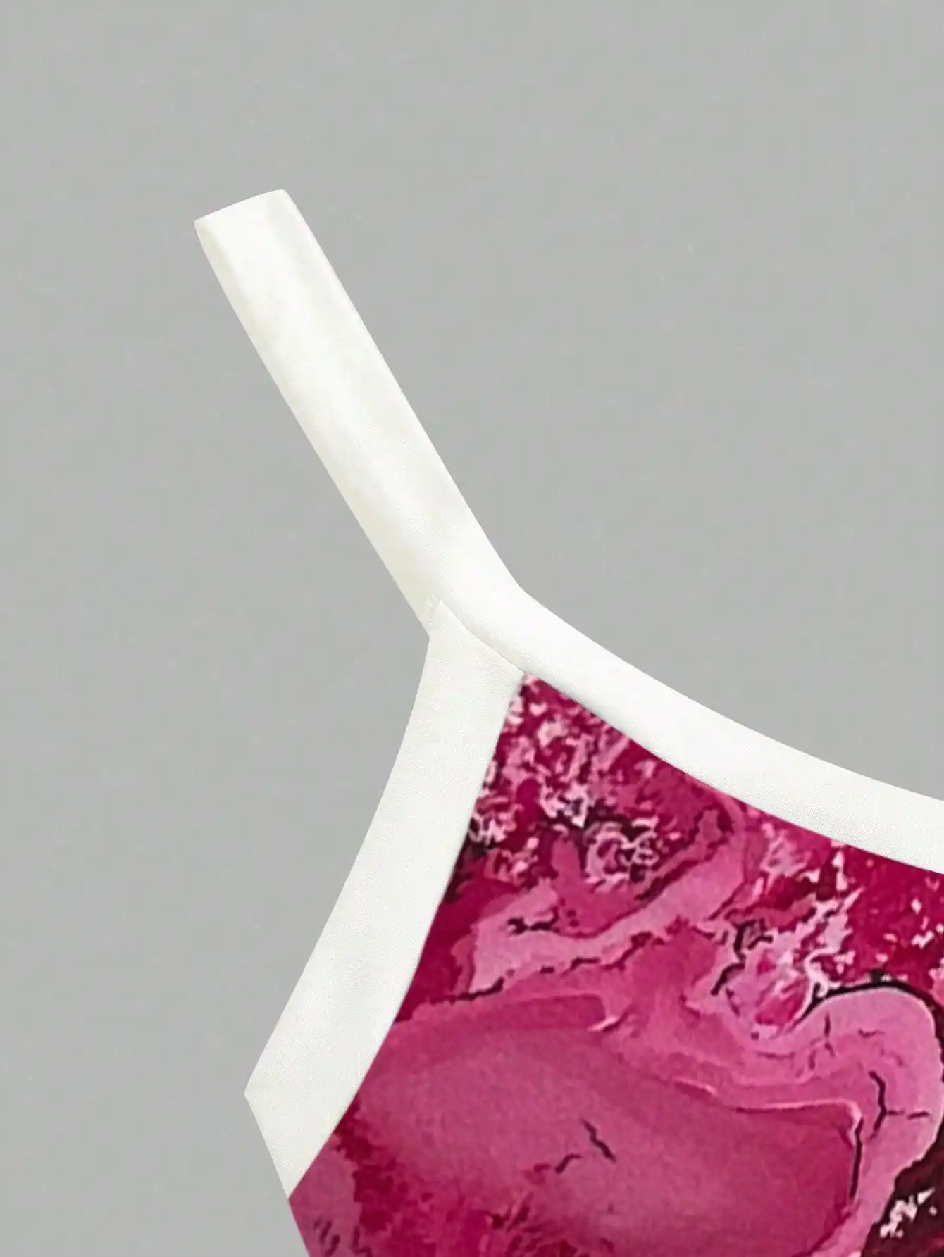 Nice Abstract Printed Colorblock Trim Spaghetti Strap V-Neck Camisole Top, Spring/Summer Graphic Tees Women Tops