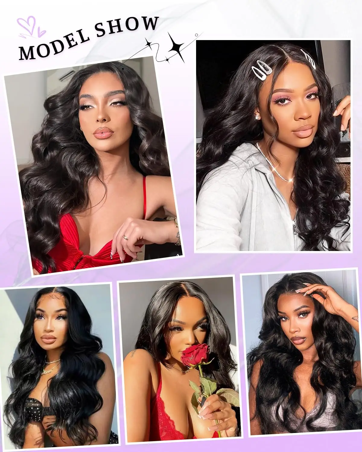 V Part Wig Human Hair Body Wave 220% Density V Part With 