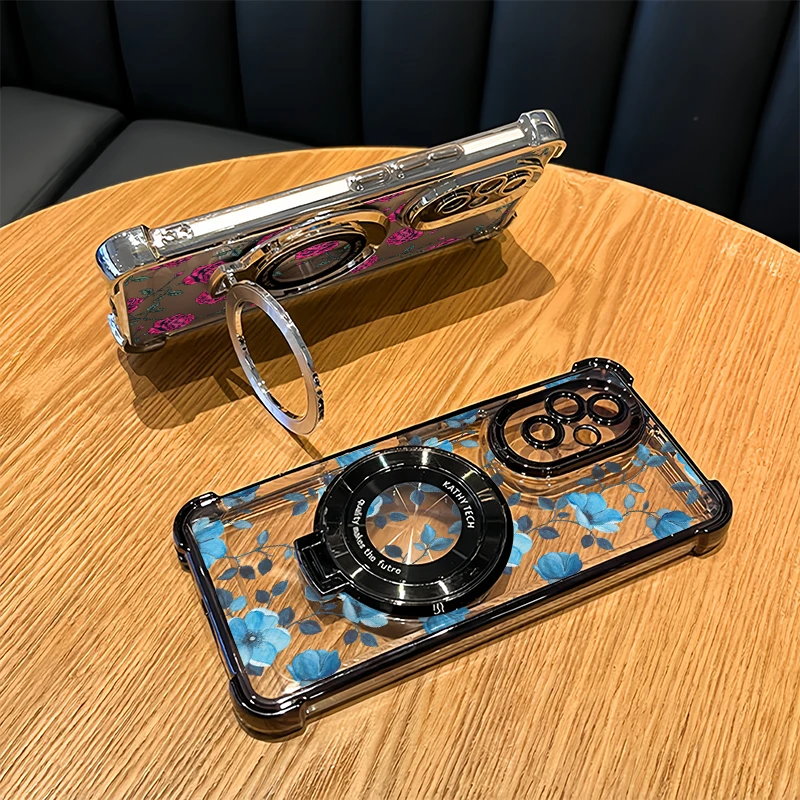 Shockproof Phone Case For Infinix Hot 70 60 Pro Plus 50i 30i 60i 11 10 9 Play 40i 10T 10S NFC Floral Print Stand Holder Cover - view 2