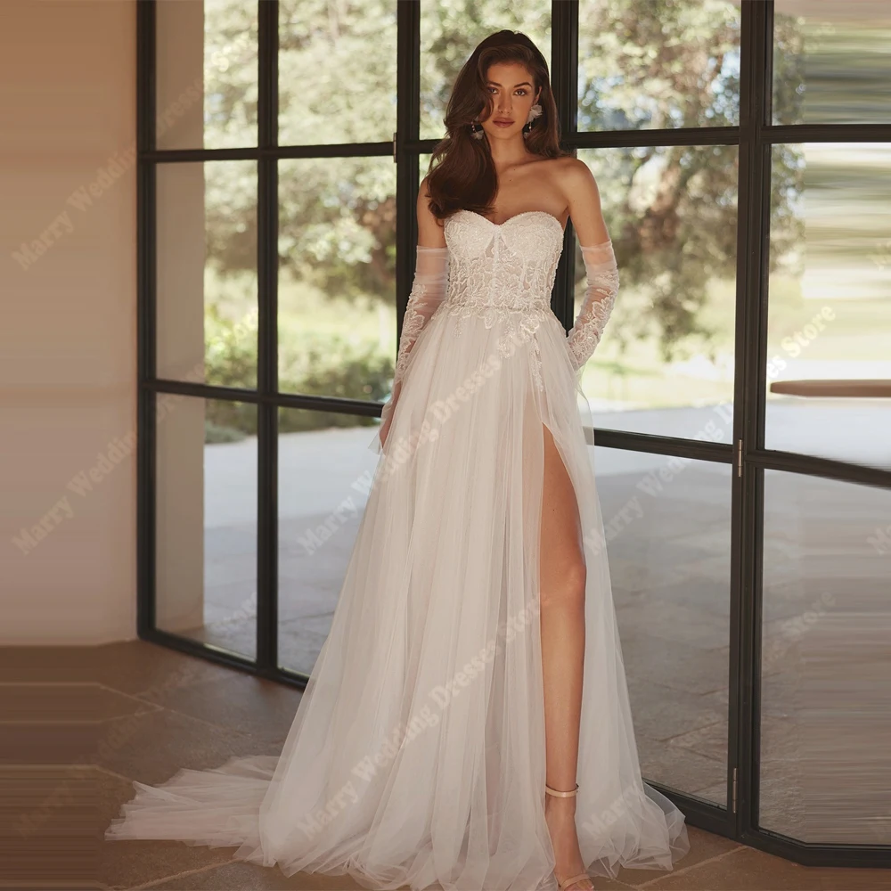 Kochanie kołnierz linia A damskie suknie ślubne moda koronkowy kwiat drukowanie suknie panny młodej koronkowe rękawy Vestido De Novia dostosowane