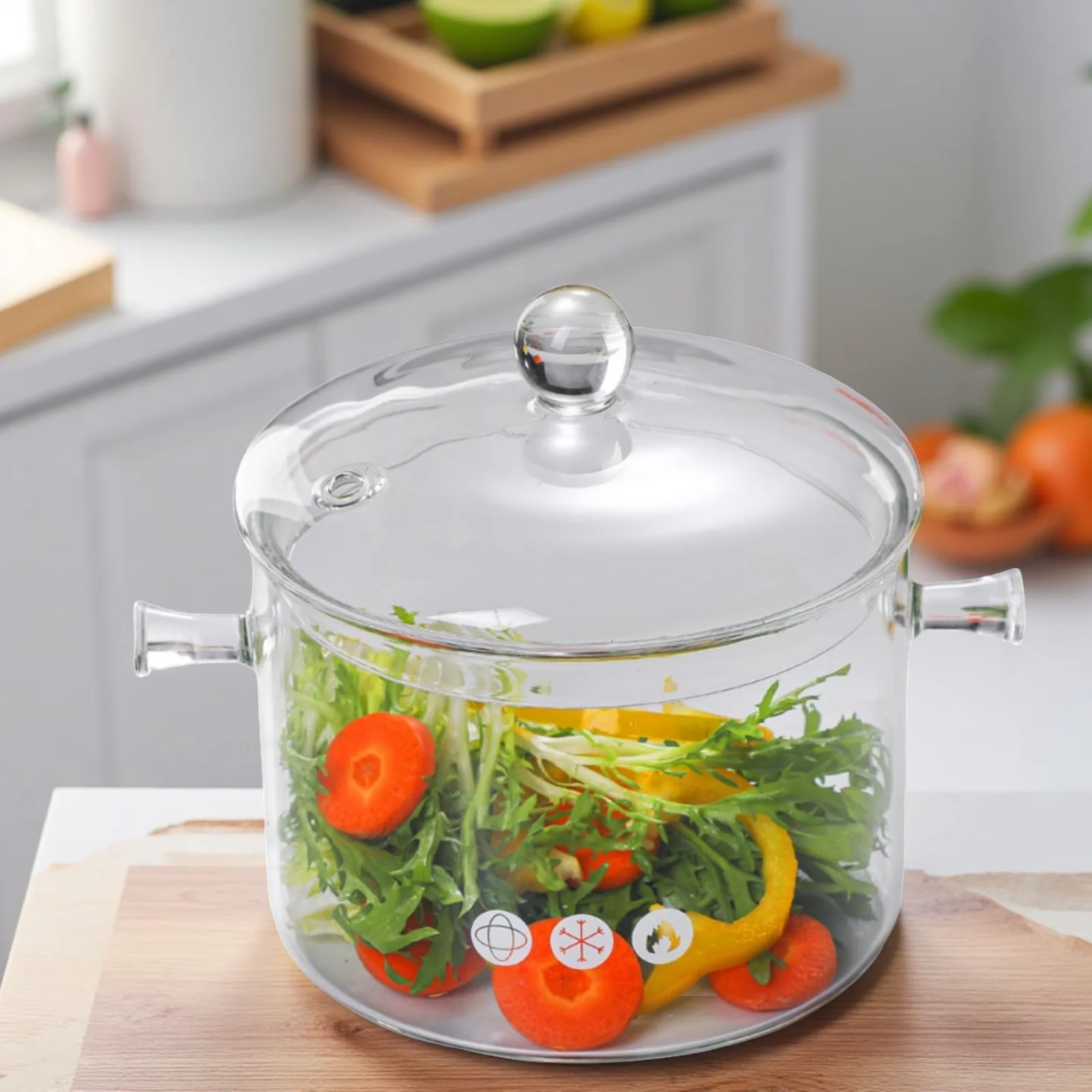 

1500ml High Borosilicate Glass Simmer Pot Open Flame High Temperature Resistant Soup Saucepan Pot Binaural Glass Pot With Lid