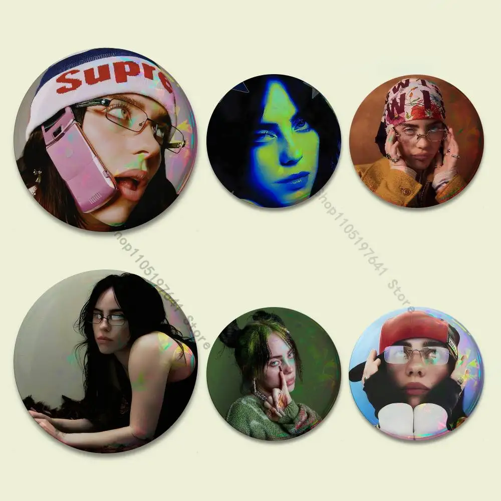 B-BillieS Singer Badges Button Round Creative Pin Brooch Badge Bag Decor Accessories Fans Collect Friends Gifts