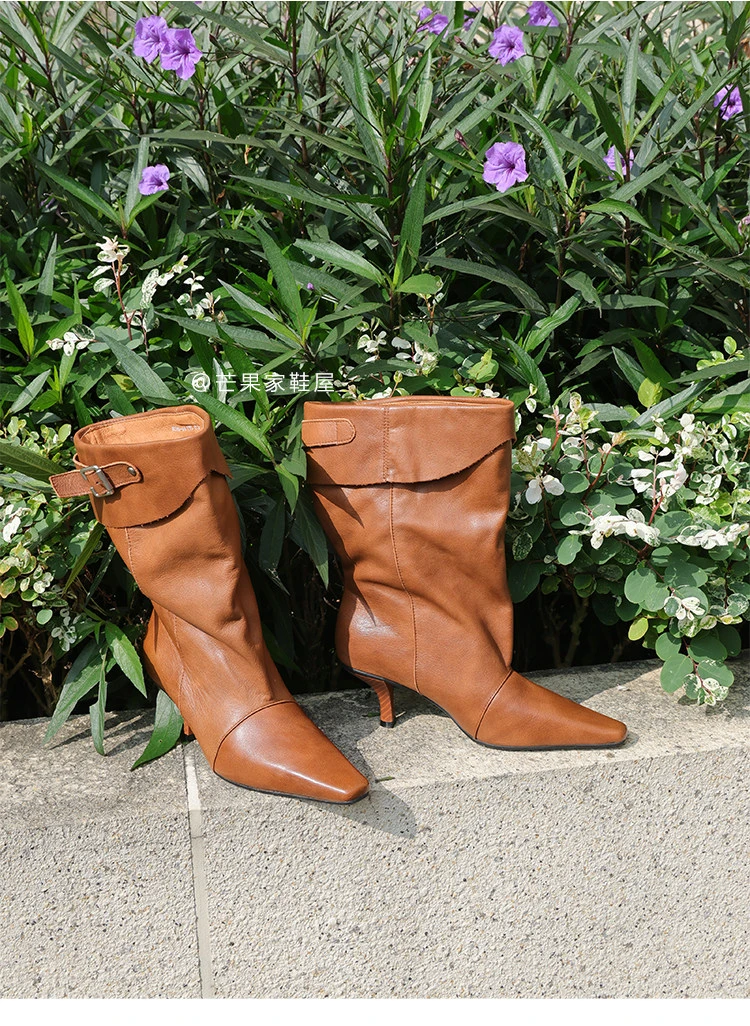 Spitze Stiefeletten für Damen, Sexy High Heels, Elegante Lederschuhe, Designer-Pumps, Chelsea-Stiefel, Neue Pumps Mujer Botas – Detail 8