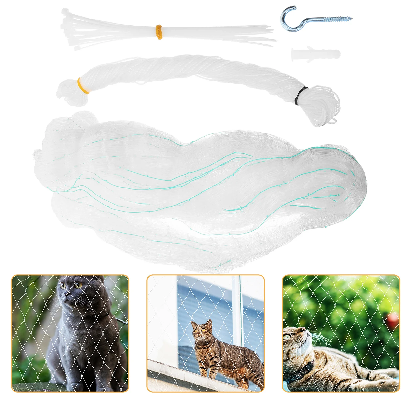 

1Set Durable Nylon Cat Balcony Net Scratch-Resistant Wear-Resistant Pet Safety Mesh Anti-Fall Barrier for Balcony Windows Stairs