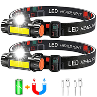 USB Rechargeable Portable Mini Powerful LED Headlamp XPE+COB Hunting Headlight Waterproof Head Torch with Tail Magnetic