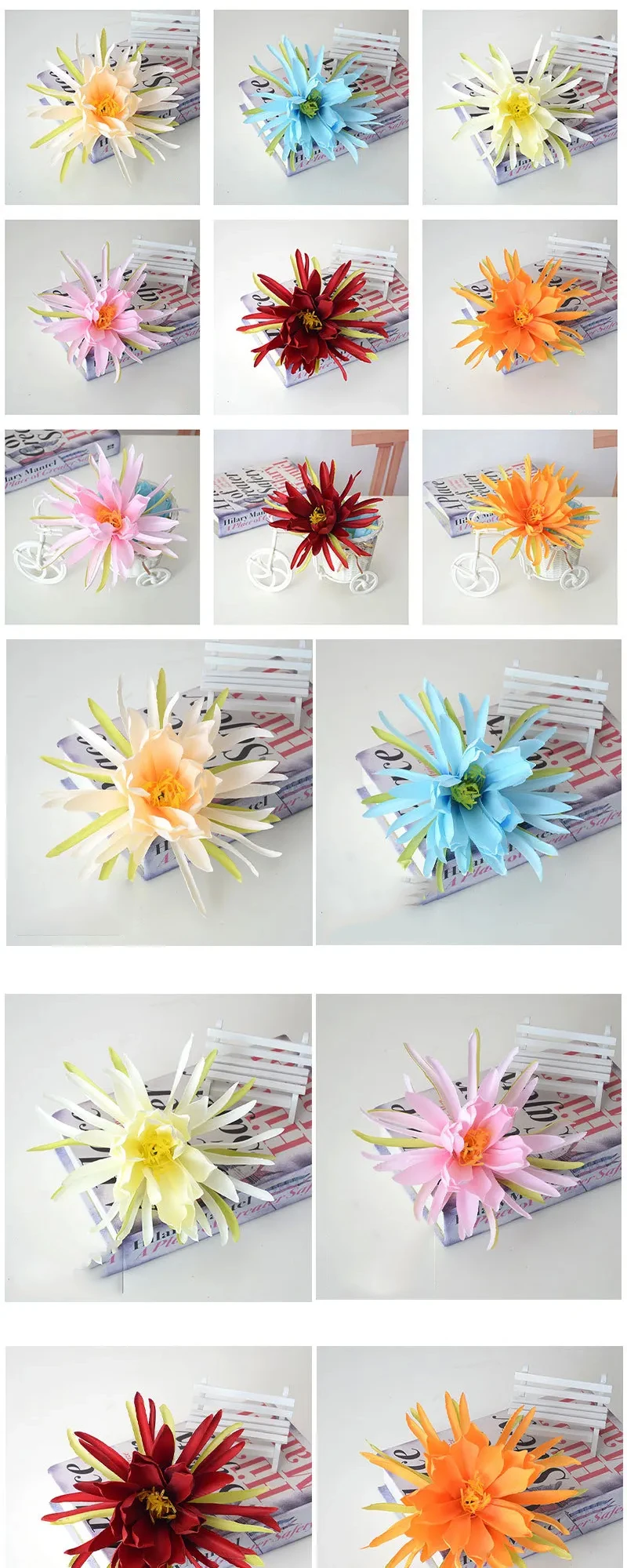 10 Stück Künstliche Große Epiphyllum-Blütenköpfe für Hochzeitssaal-Blumenarrangements, Heim-Party-Tischdekoration, Blumen-Weihnachtsbaum-Ornamente – Detail 2