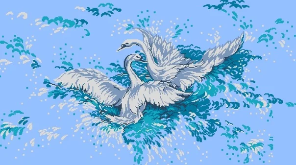 Cross stitch Kit 14CT Canvas Cross Stitch Embroidery Set Craft -39-Swan Lake Two swans 86-53 Cross Stitch Set