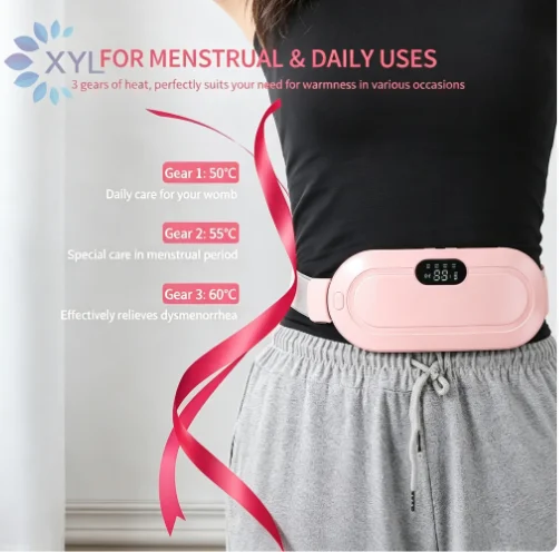 Rechargeable Menstrual Heating Pad with Vibrating Massage for Fast Effective Relief of Stomachache Waist Pain Uterus Acupoints