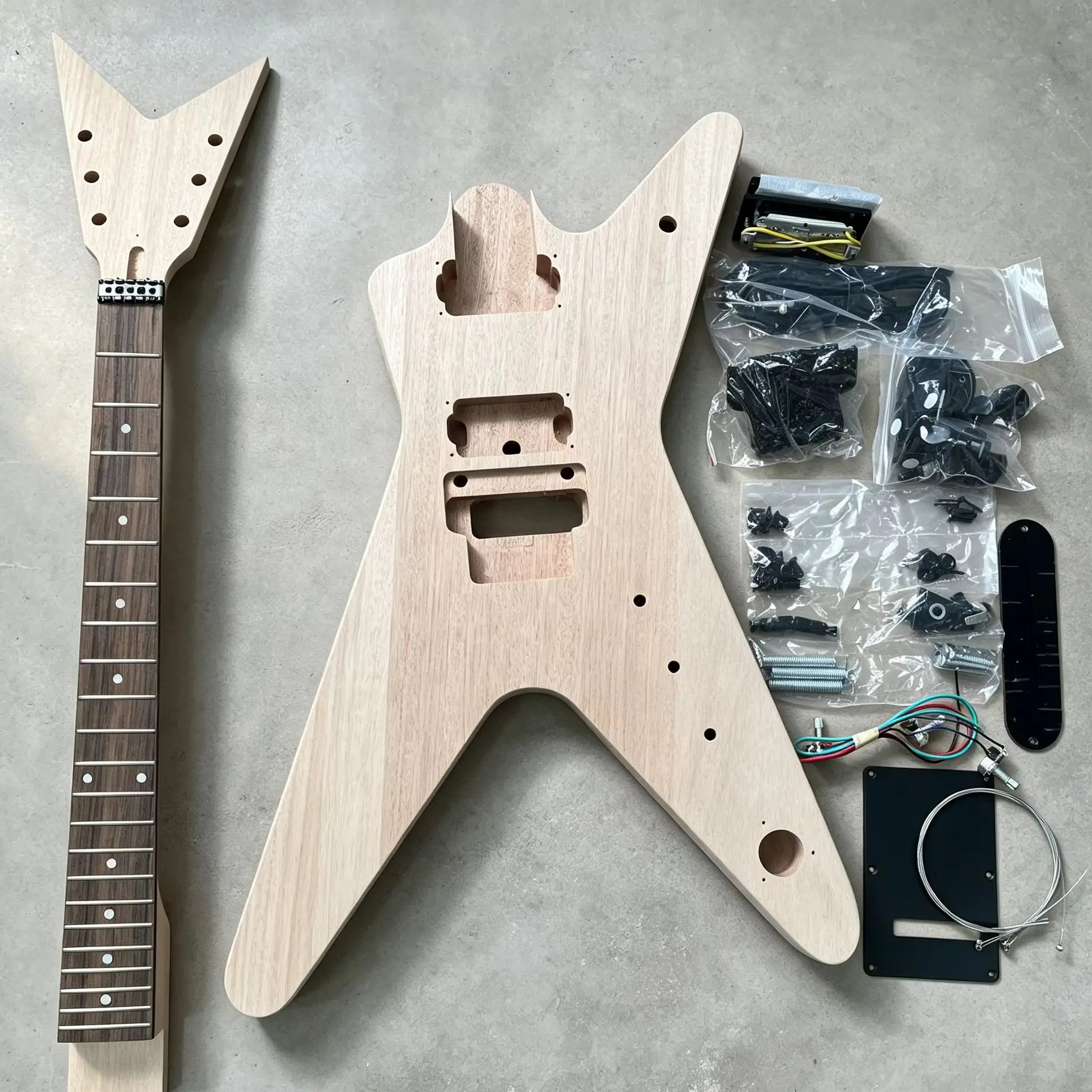 Unfinished DIY Electric Guitar Kit Raw Mahogany Body Rosewood Fretboard Full Hardware Pickups Wiring Assembly Set