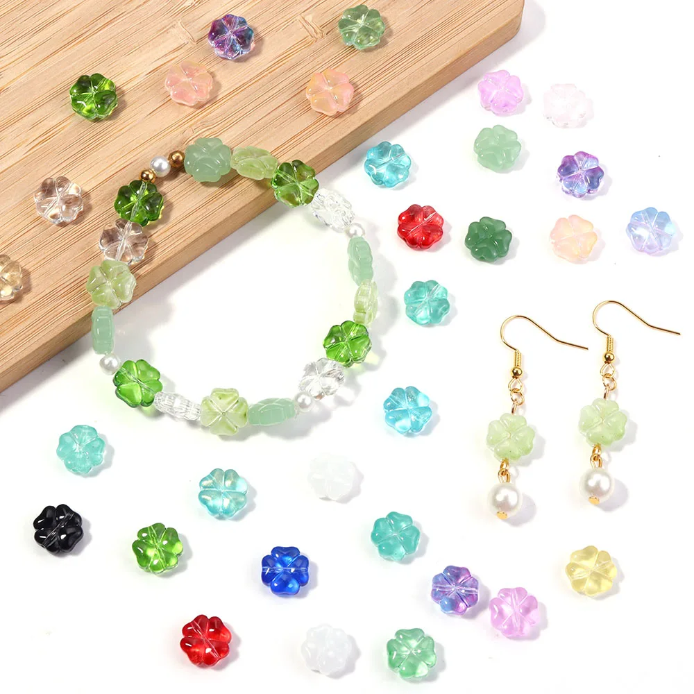 50Pcs/Lot 10mm Colored Four-leaf Clover Shape Beads for Jewelry Making Loose Spacer Glass Bead DIY Bracelet Necklace Accessories - view 5
