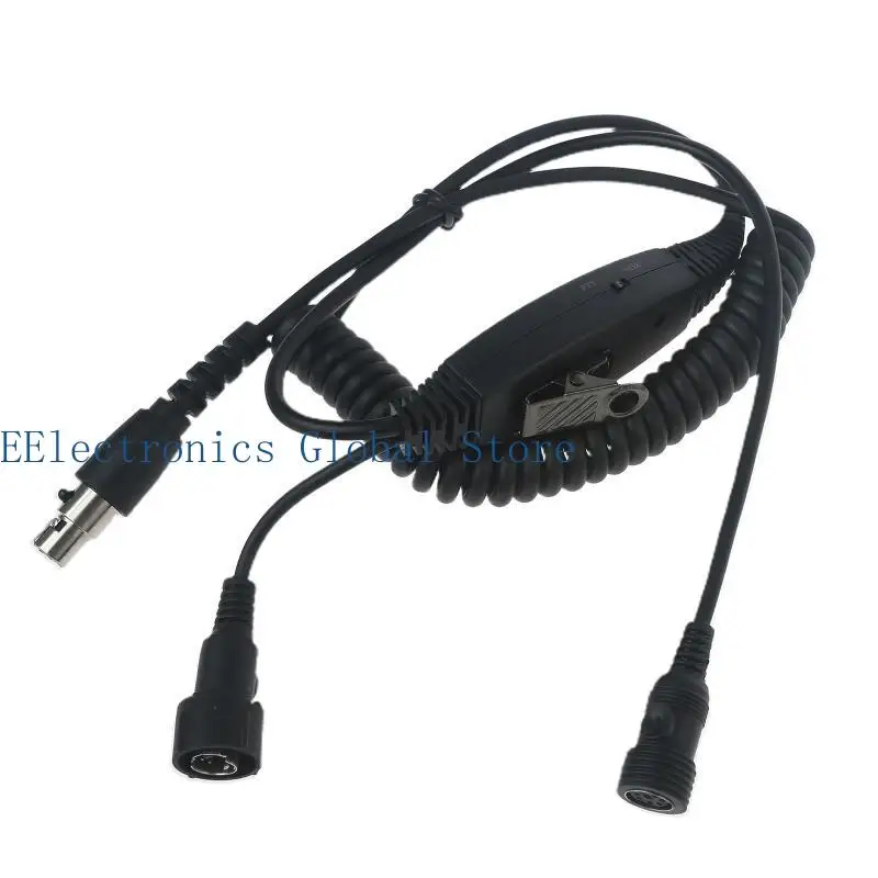 462B Headphone Extension Cord 5 Pin Aviation Headset Cable Replacement Link Wire Line for Kenwood 2-pin walkie-talkies