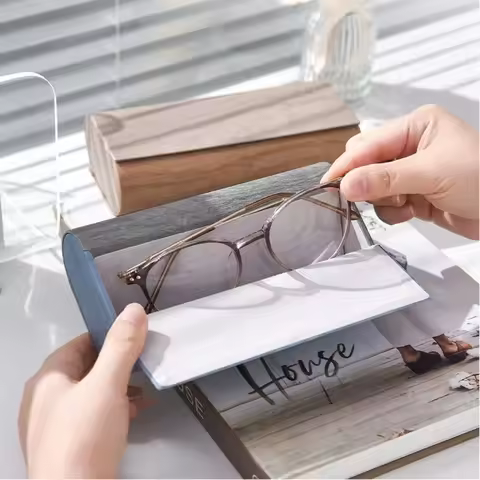 Double Layer Double Eyeglasses Case PU Leather Waterproof Sunglasses Box Large Capacity Scratch Resistant Glasses Case Women