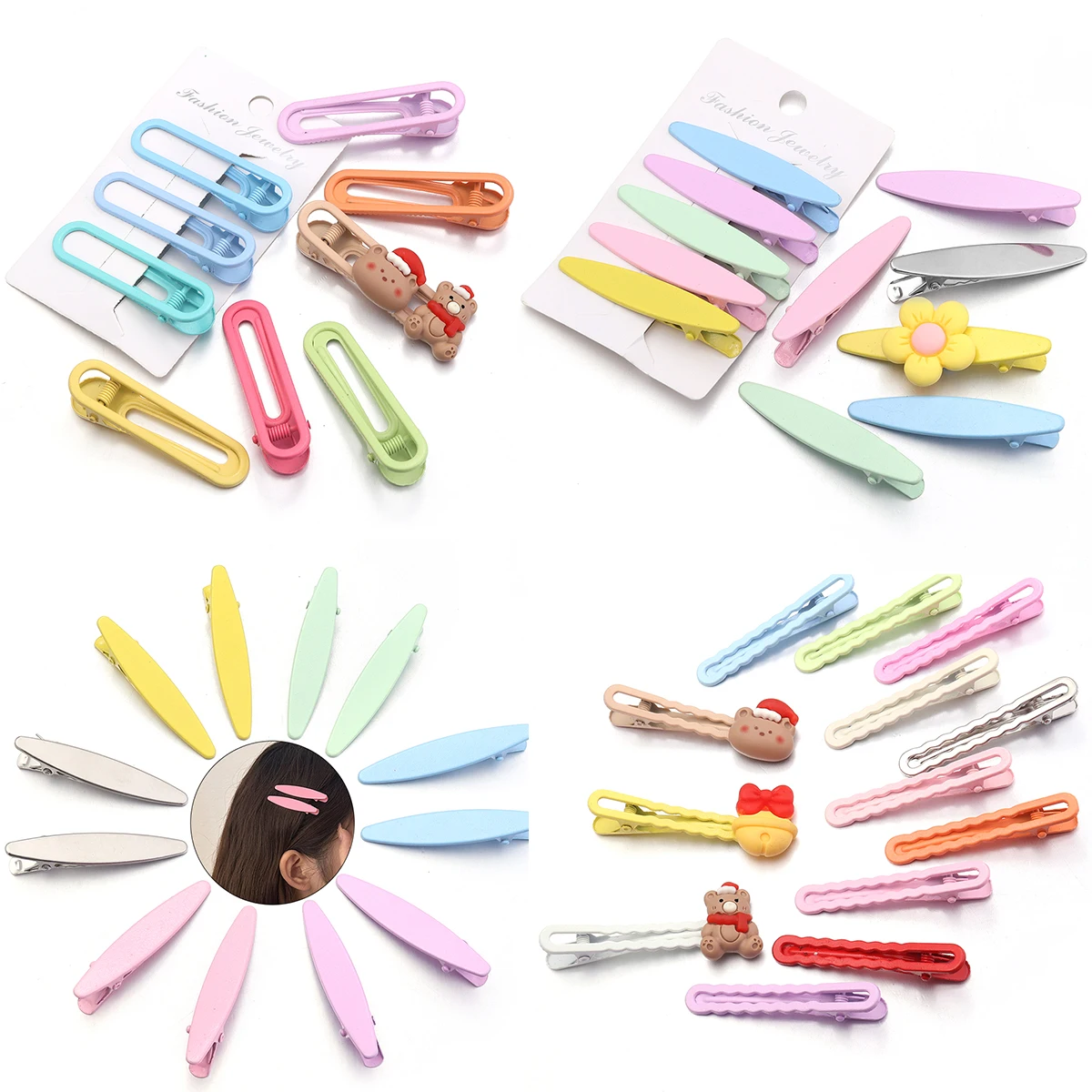 

20/50Pcs/set 6cm Candy Color Metal Hollow Hair Clip Broken Hair Side Duckbill Bangs Y2k Hair Accessories