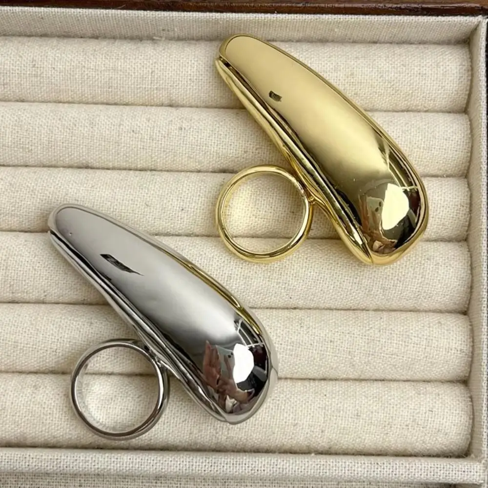 Metal Smooth Big Teardrop Rings Geometric Exaggeration Metal Teardrop Ring Unique Gold /Silver Finger Rings Dating