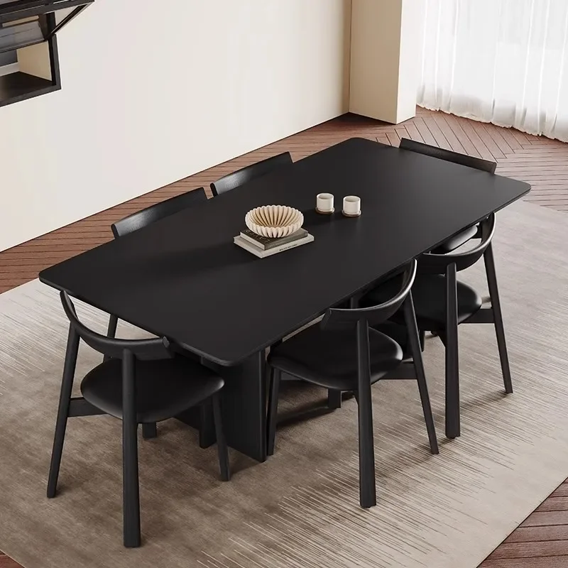 Slate small apartment modern simple antique designer new rectangular solid wood dining table