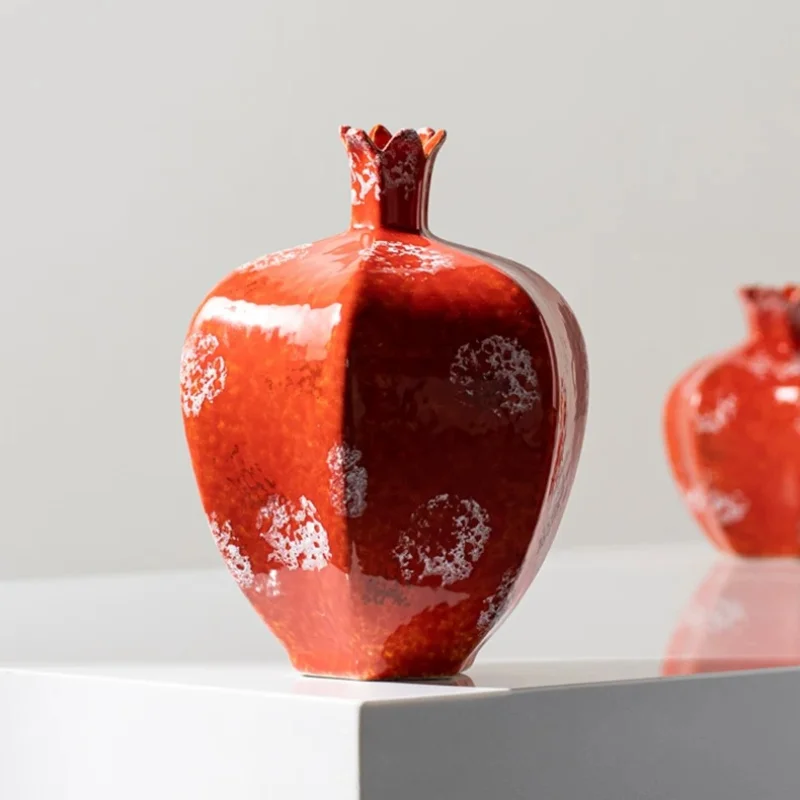 Ceramic Vases New Chinese-style Handmade Red Pottery Unique Texture Creative Shape Vases Traditional Living Room Home Decoration