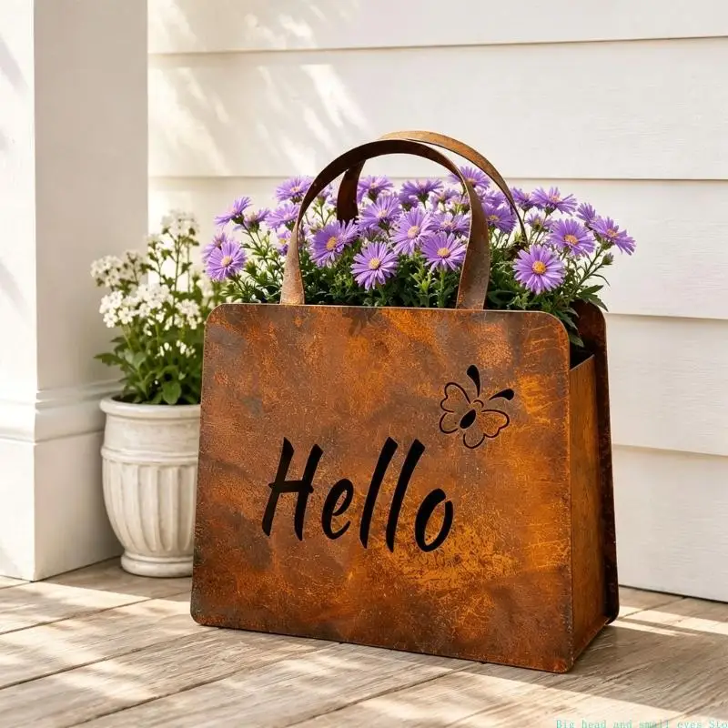 581C Elegant Metal Handbag Planter Basket Purse Design Flower Container Decorating