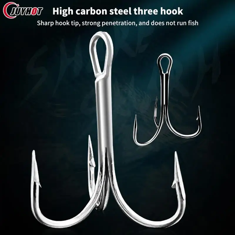 10pcs Sanben Hooks Lua Hooks Anchor Fishing Hooks Sea Fishing Hooks Triple Claw Anchor Hooks Silver Black Fishing Hooks 2#4#6#8#